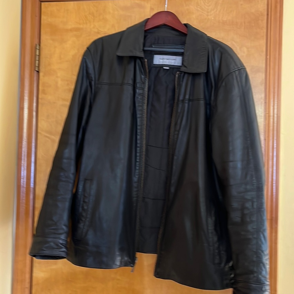 Andrew Marc xxl leather men’s jacket lined pockets outside and inside